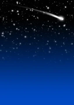Simple Blue Starry Night Sky Background with Falling Star Tail Illustrazione stock