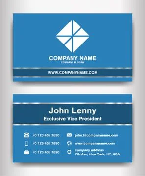 Simple blue theme business name card template vector Stock Illustration