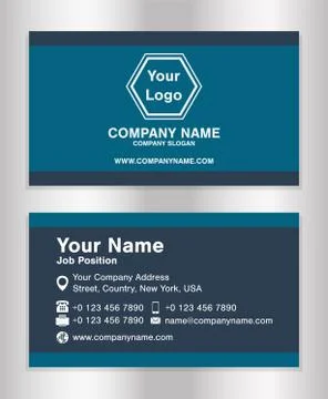 Simple blue theme business name card template vector Stock Illustration
