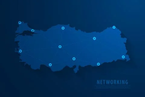 Simple blue Turkey map technology background, vector Stock Illustration