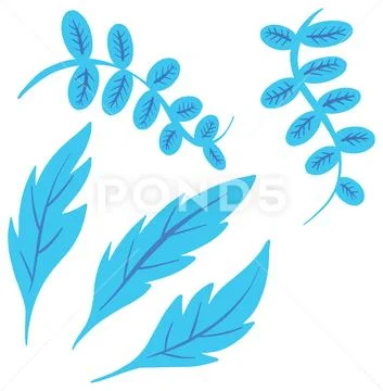 Simple Blue Vine Leaves Pattern Vector for Borders or Decoration Stock Illustration