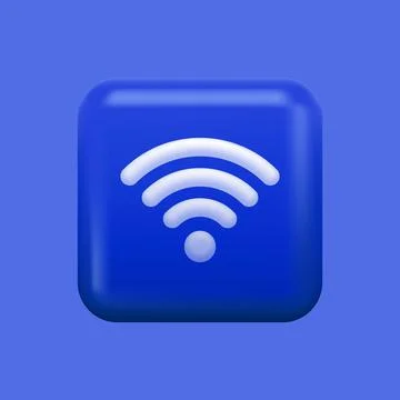 Simple Blue WiFi Icon. 3D Internet Access Element Stock Illustration