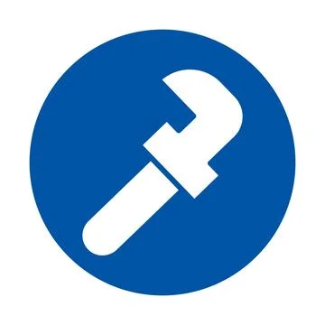 Simple Blue Wrench Icon Representing Plumbing and Repair Services Stock Illustration