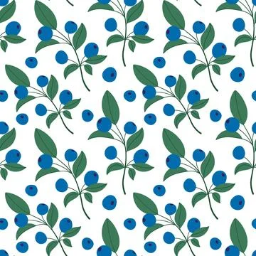 Simple blueberry plant pattern suitable for summer, health Stock Illustration