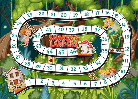 Simple board game for children enchanted forest background Stock Illustration