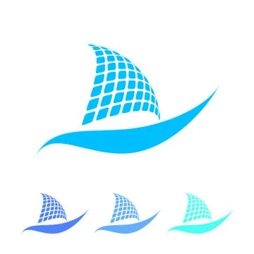 Simple boat with sample text on white background Stock Illustration