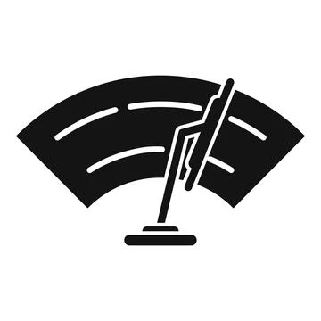 Simple, bold graphic icon of a windshield wiper on a curved glass surface Stock Illustration
