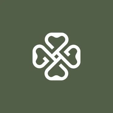 Simple bold line Clover logo design template Stock Illustration