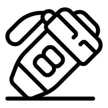 Simple, bold line icon of a glue stick resting on a surface, cap open, perfec Stock Illustration