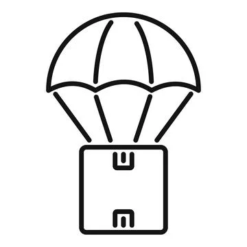 Simple, bold line icon of a parachute delivering a package イラスト素材