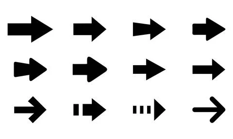 Simple Bold Right Arrow Interface Icons イラスト素材
