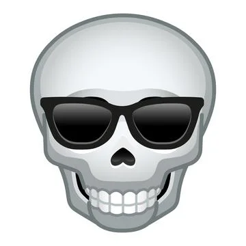 Simple bone skull with sunglasses Large size of emoji skull Stock Illustration