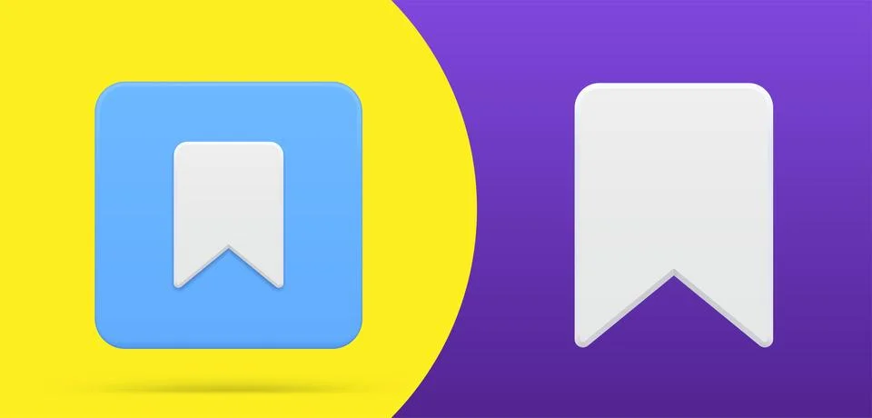 Simple bookmark 3d icon button set vector illustration. Mark for note book,.. Illustrazione stock