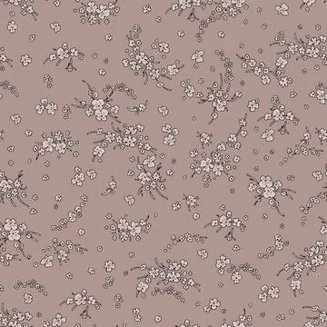 Simple botanical background. Seamless vector pattern. Vintage print with sm.. Stock Illustration