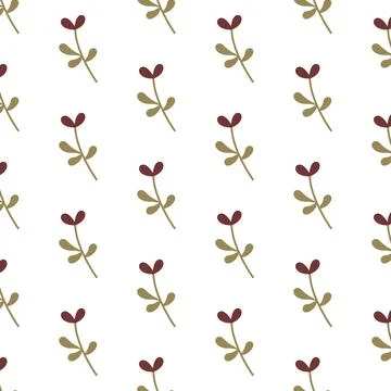 Simple botanical branches with red buds on white background Stock Illustration