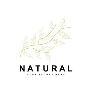 Simple Botanical Leaf and Flower Logo, Vector Natural Line Style, Decoratio.. 스톡 일러스트