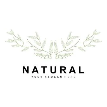 Simple Botanical Leaf and Flower Logo, Vector Natural Line Style, Decoratio.. Illustrazione stock