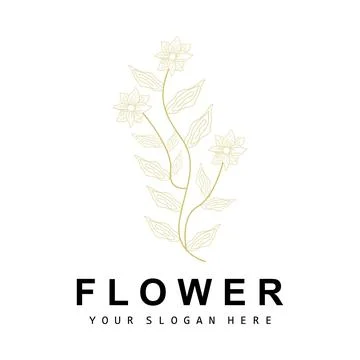 Simple Botanical Leaf and Flower Logo, Vector Natural Line Style, Decoratio.. Stock Illustration