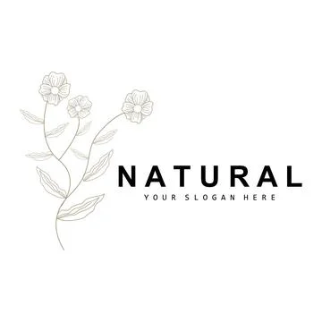 Simple Botanical Leaf and Flower Logo, Vector Natural Line Style, Decoratio.. 스톡 일러스트