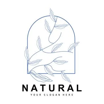 Simple Botanical Leaf and Flower Logo, Vector Natural Line Style, Decoratio.. 스톡 일러스트