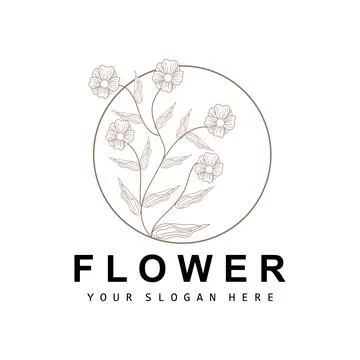 Simple Botanical Leaf and Flower Logo, Vector Natural Line Style, Decoratio.. 스톡 일러스트