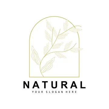 Simple Botanical Leaf and Flower Logo, Vector Natural Line Style, Decoratio.. 스톡 일러스트