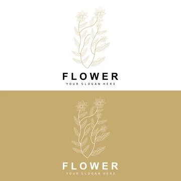 Simple Botanical Leaf and Flower Logo, Vector Natural Line Style, Decoratio.. 스톡 일러스트