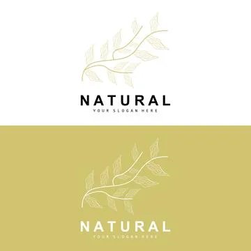 Simple Botanical Leaf and Flower Logo, Vector Natural Line Style, Decoratio.. Illustrazione stock