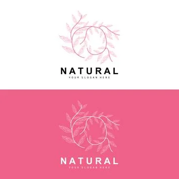 Simple Botanical Leaf and Flower Logo, Vector Natural Line Style, Decoratio.. 스톡 일러스트