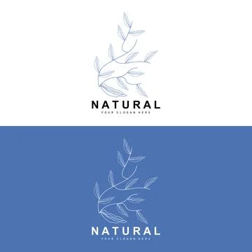 Simple Botanical Leaf and Flower Logo, Vector Natural Line Style, Decoratio.. 스톡 일러스트
