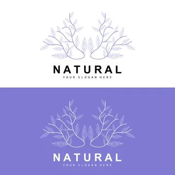 Simple Botanical Leaf and Flower Logo, Vector Natural Line Style, Decoratio.. 스톡 일러스트