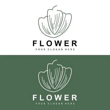 Simple Botanical Leaf and Flower Logo, Vector Natural Line Style, Decoratio.. Stock Illustration