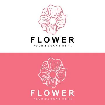 Simple Botanical Leaf and Flower Logo, Vector Natural Line Style, Decoratio.. Illustrazione stock