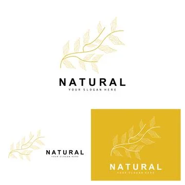 Simple Botanical Leaf and Flower Logo, Vector Natural Line Style, Decoratio.. 스톡 일러스트