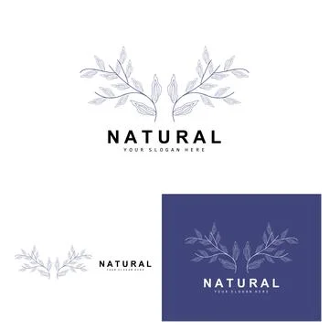 Simple Botanical Leaf and Flower Logo, Vector Natural Line Style, Decoratio.. 스톡 일러스트