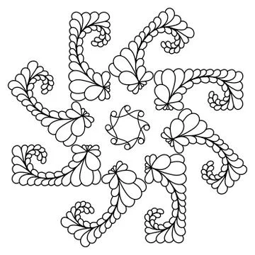 A simple Botanical print of a mandala. Easy coloring illustration page for ki Stock Illustration
