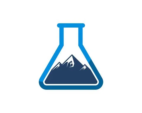 Simple bottle laboratory with mountain inside Stock Illustration