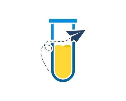 Simple bottle laboratory with paper plane inside Stock Illustration