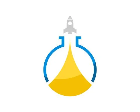 Simple bottle laboratory with rocket launch Stock Illustration