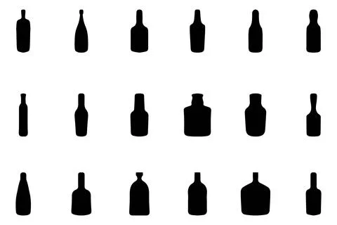 Simple bottle silhouette design set Stock Illustration