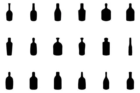Simple bottle silhouette design set Stock Illustration