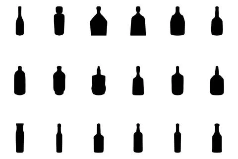 Simple bottle silhouette design set Stock Illustration