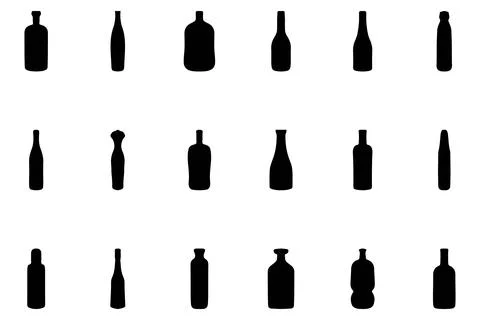 Simple bottle silhouette design set Stock Illustration