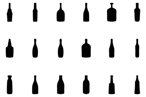 Simple bottle silhouette design set Stock Illustration