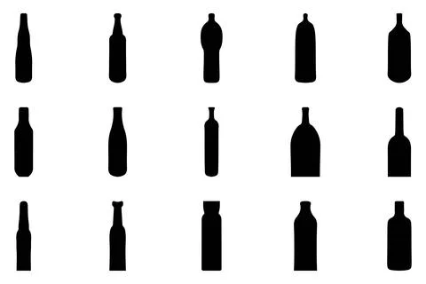 Simple bottle silhouette design set Stock Illustration