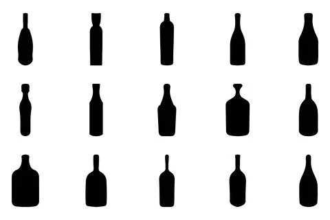 Simple bottle silhouette design set Stock Illustration