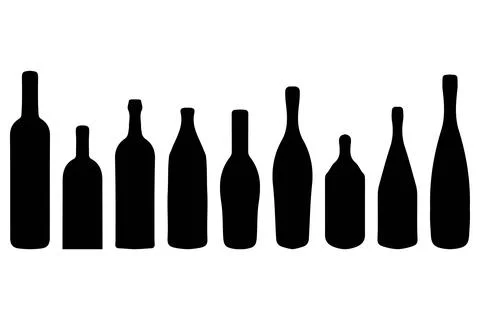 Simple bottle silhouette design set Stock Illustration
