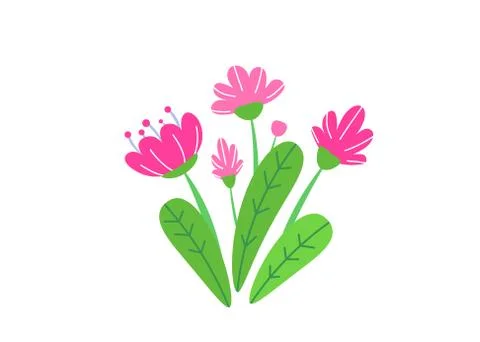 Simple bouquet vector with spring garden blooming flowers illustration. Fashion 스톡 일러스트