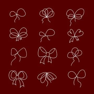 Simple Bow Set Linear Bows. Stock Illustration