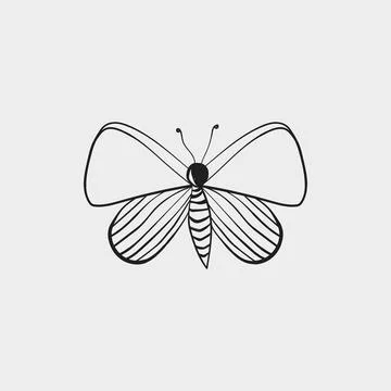 Simple Bow Wing Moth Line Art Ilustración de archivo
